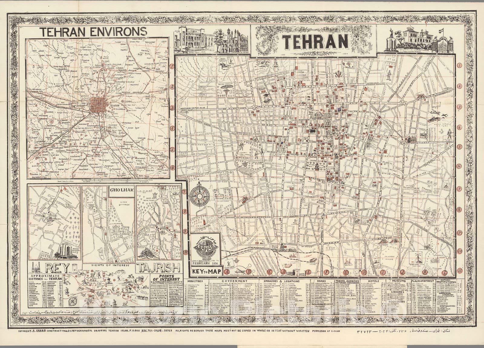 Tehran - Nautical Chart, 1956 - Historical Map Print