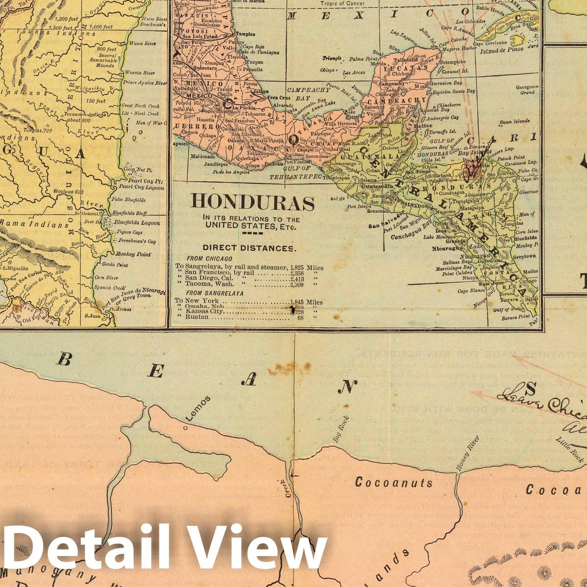 Honduras and Ruatan Island - Railroad Map, 1810