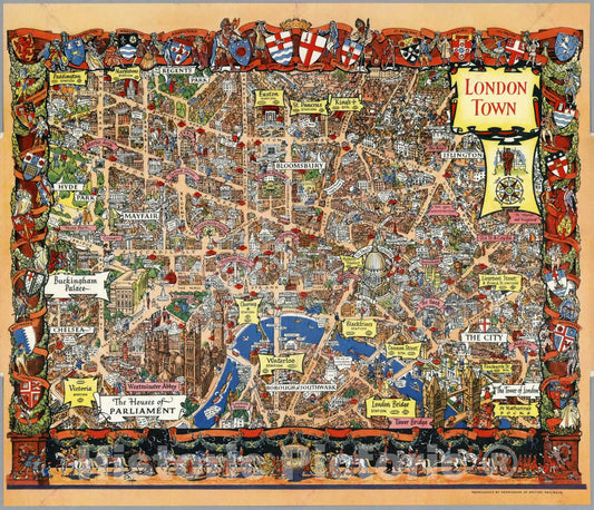 Historic Map : Pocket Map, London Town 1948 - Vintage Wall Art