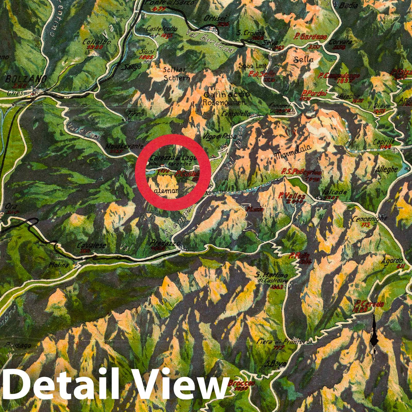 Dolomites, Italy 1924 Topographic Map Print