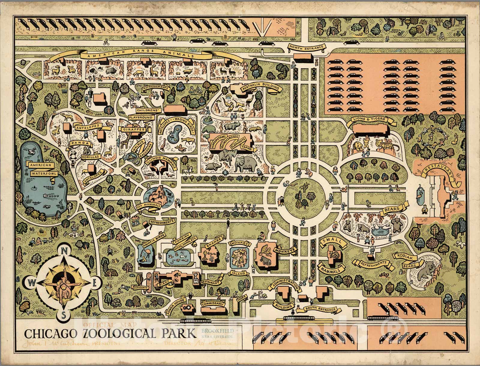 Historic Map : Chicago Zoological Park. 1935 v2 - Vintage Wall Art