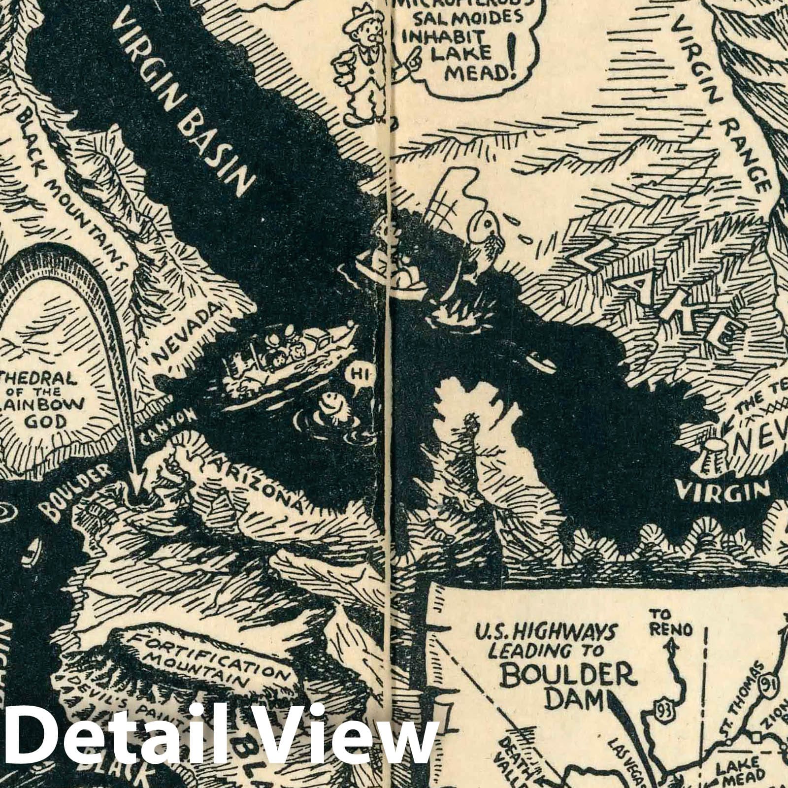 Boulder Dam Country - Pictorial Map, 1938 - Historical Map Print