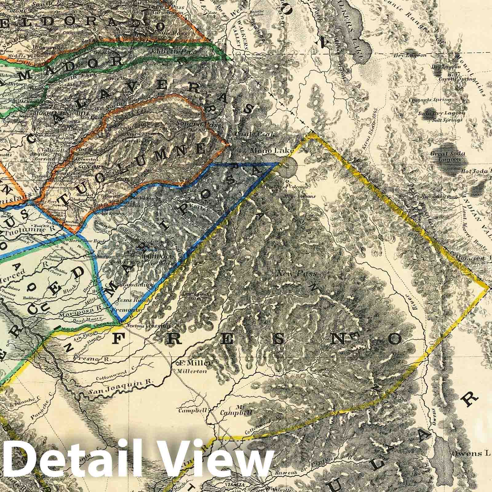 California - Gold Rush, 1857 - Historical Map Print