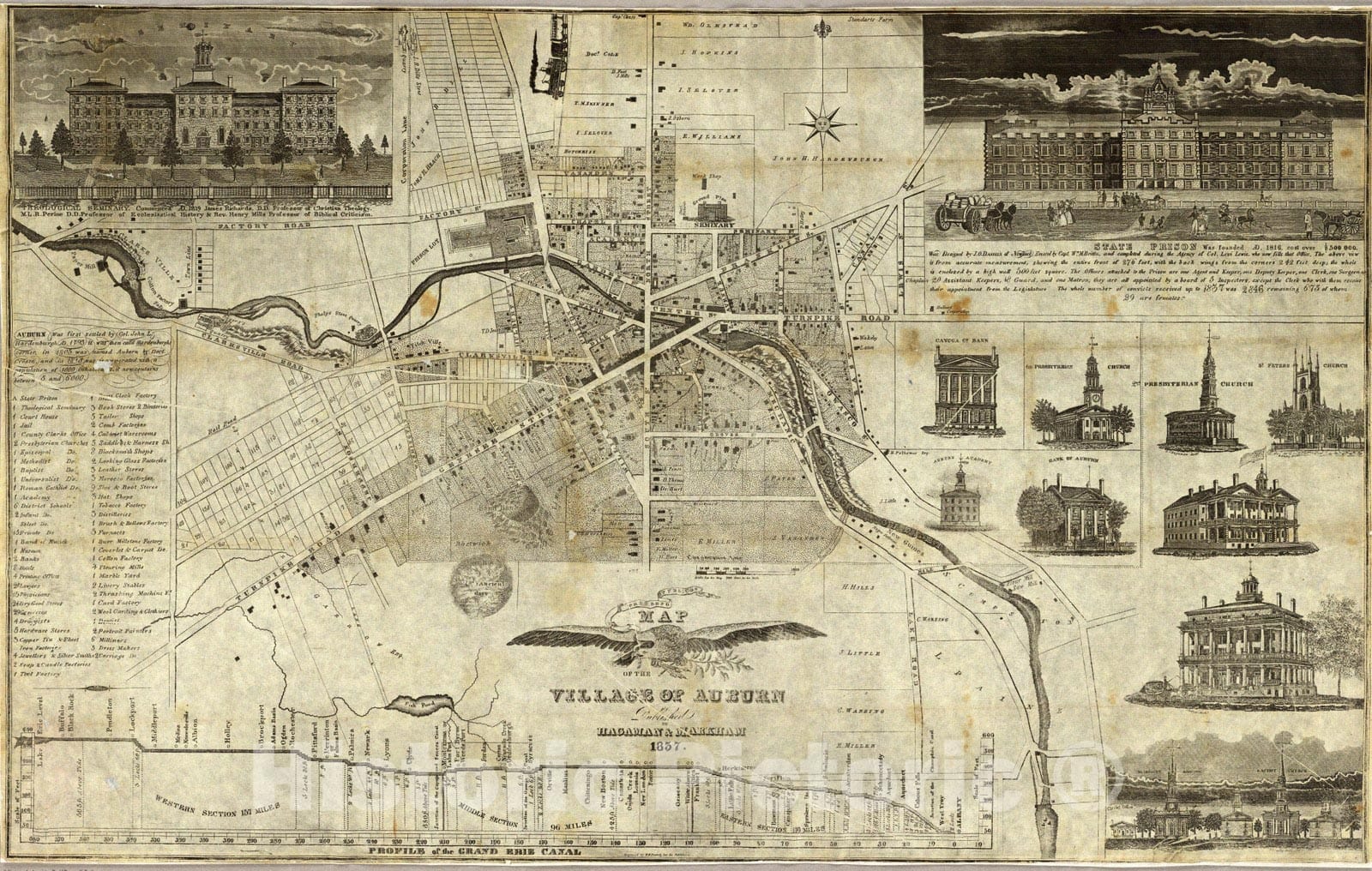 Historic Map - Village of Auburn. 1837 - Vintage Wall Art