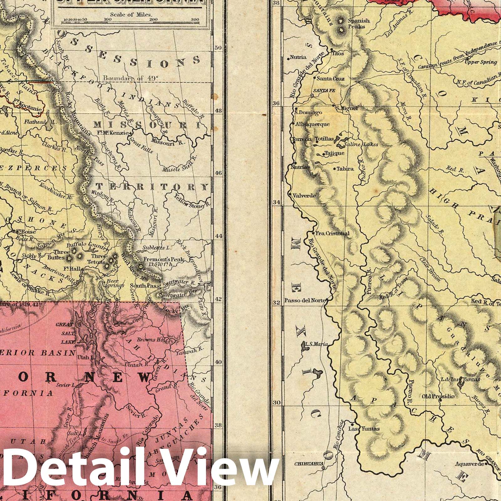 Texas, Oregon, and California 1846 Historical Map Print