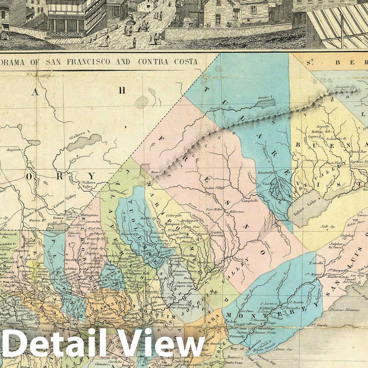 California - Route Map, 1860 - Historical Map Print