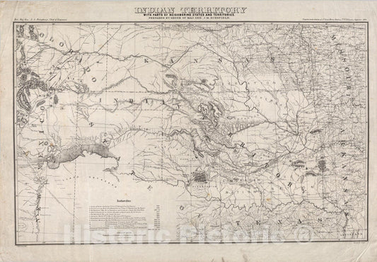 Historic Map : Indian Territory With Parts of Neighboring States And Territories. 1869 - Vintage Wall Art
