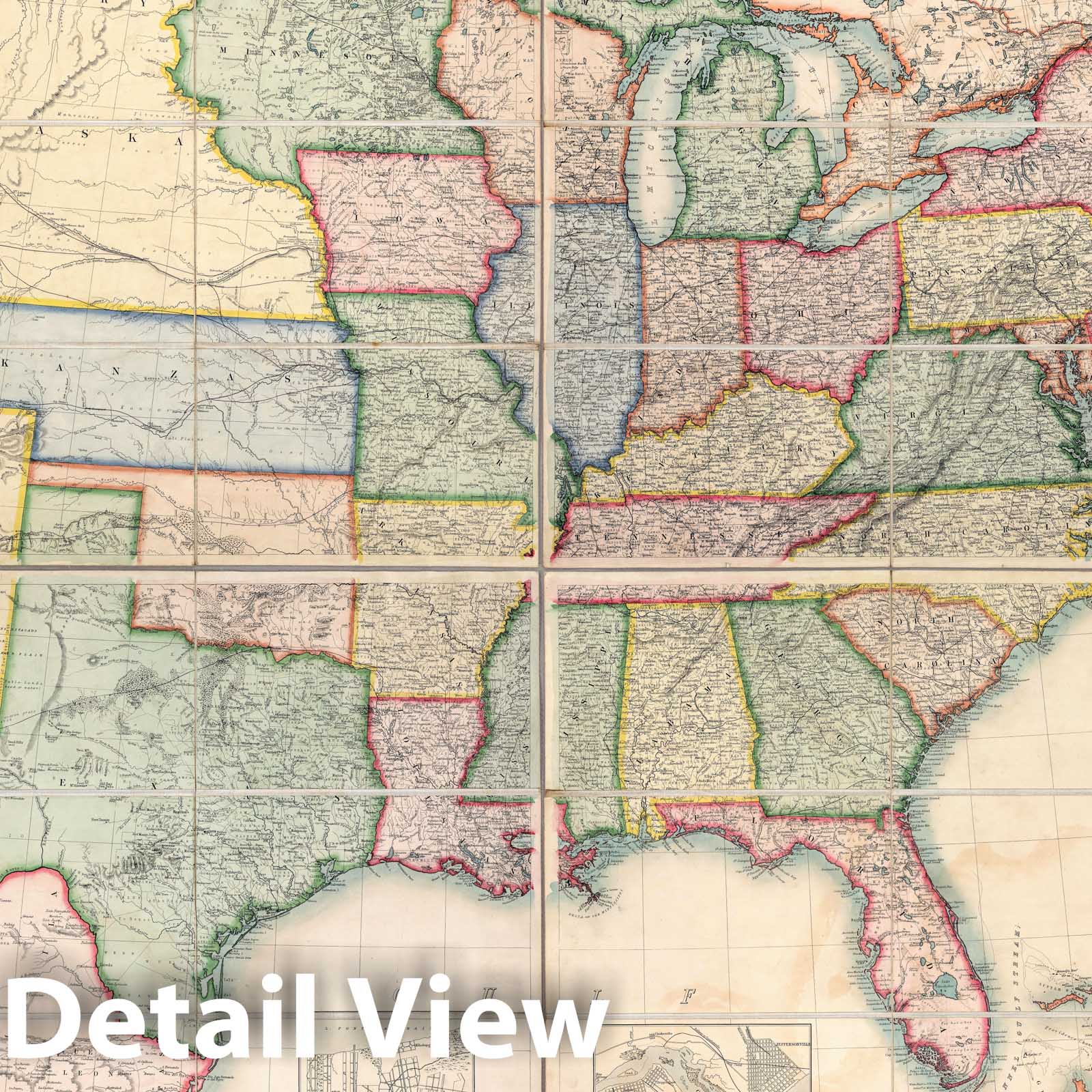 Railroad Map, 1857 - Historical Map Print of United States and North America