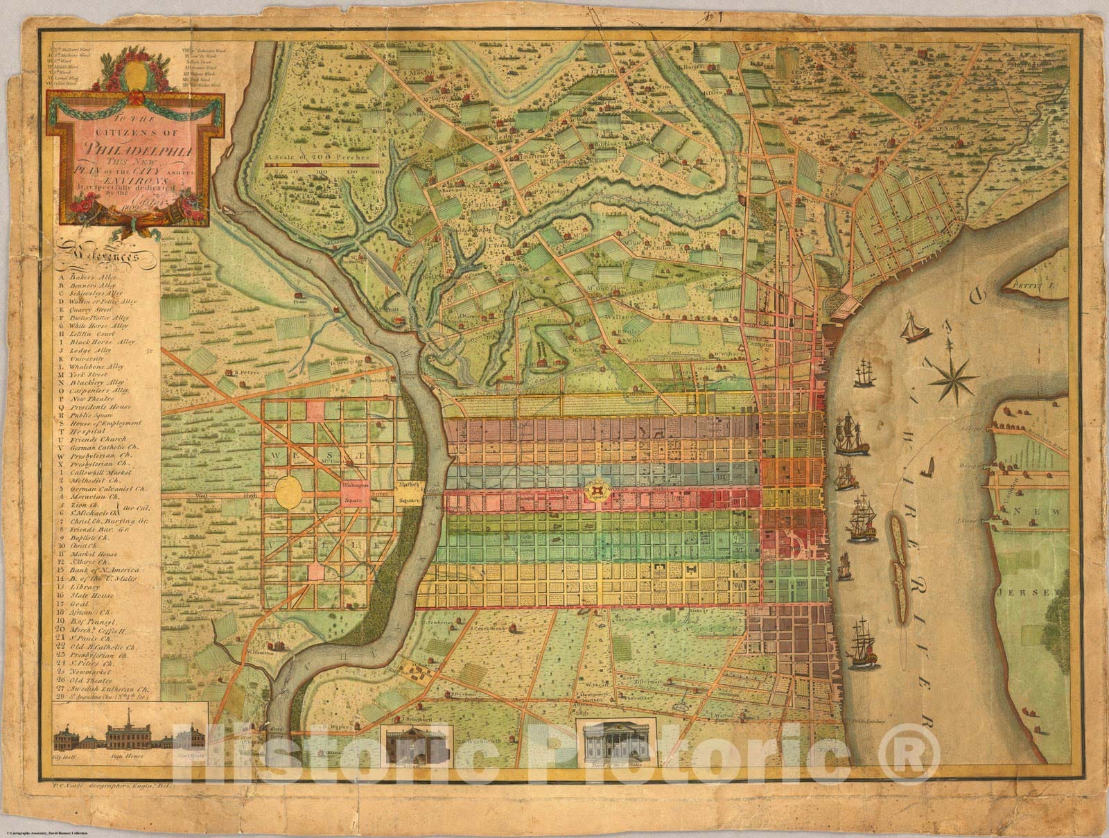 Philadelphia and Environs, Pennsylvania - River Map, 1802