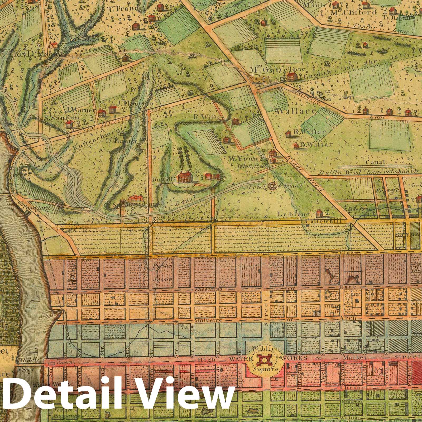 Philadelphia and Environs, Pennsylvania - River Map, 1802