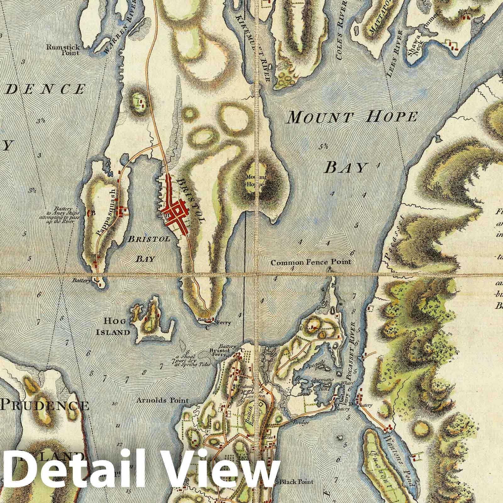 Narragansett Bay, Rhode Island - Nautical Chart, 1777 - Historical Map Print