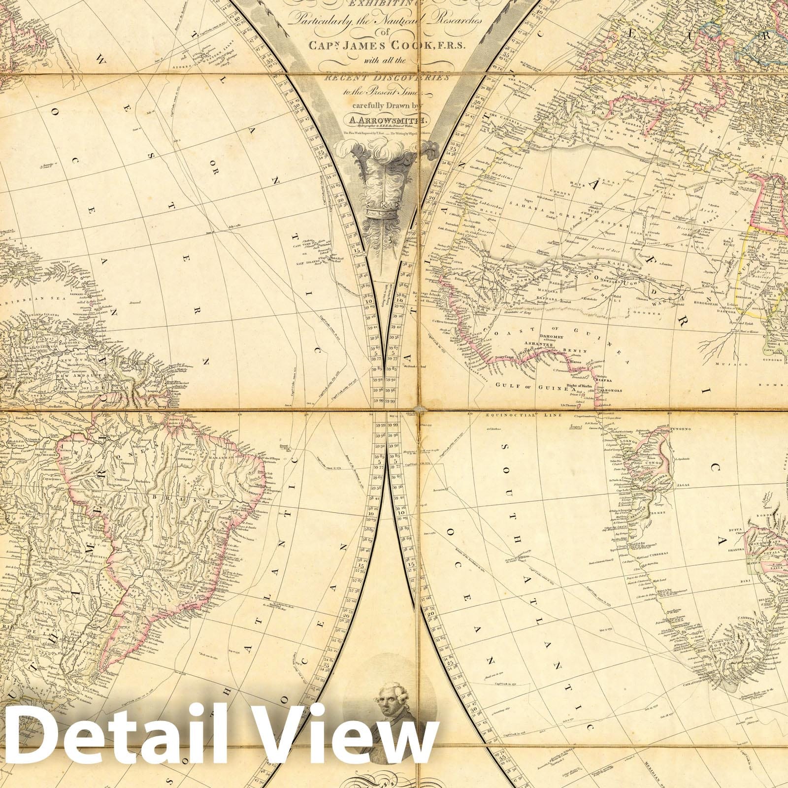 World with James Cook Discoveries - Nautical Chart, 1808 - Historical Map Print
