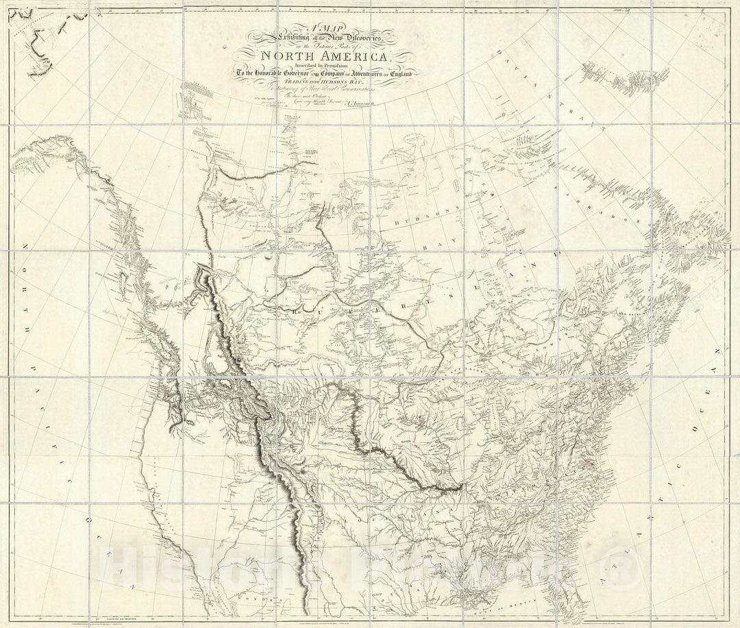 Historic Map : Case Map, New Discoveries in the Interior Parts of North America. 1814 - Vintage Wall Art