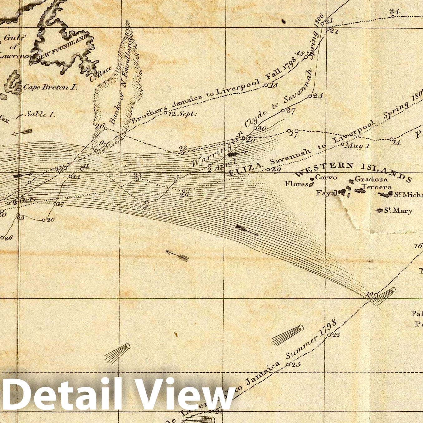 Atlantic Ocean - Nautical Chart, 1812 - Historical Map Print
