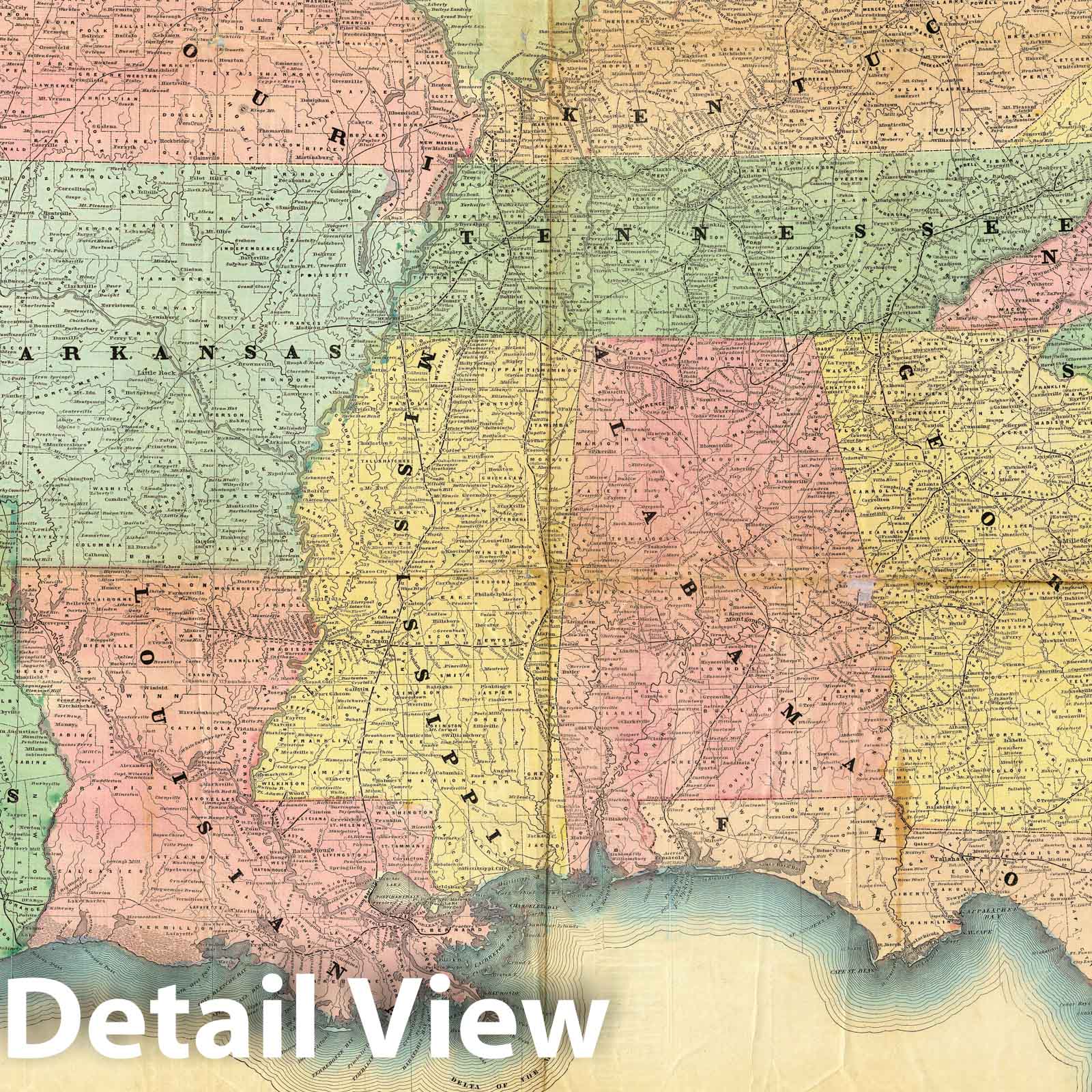 Civil War: Southern States - Railroad Map, 1861 - Historical Map Print