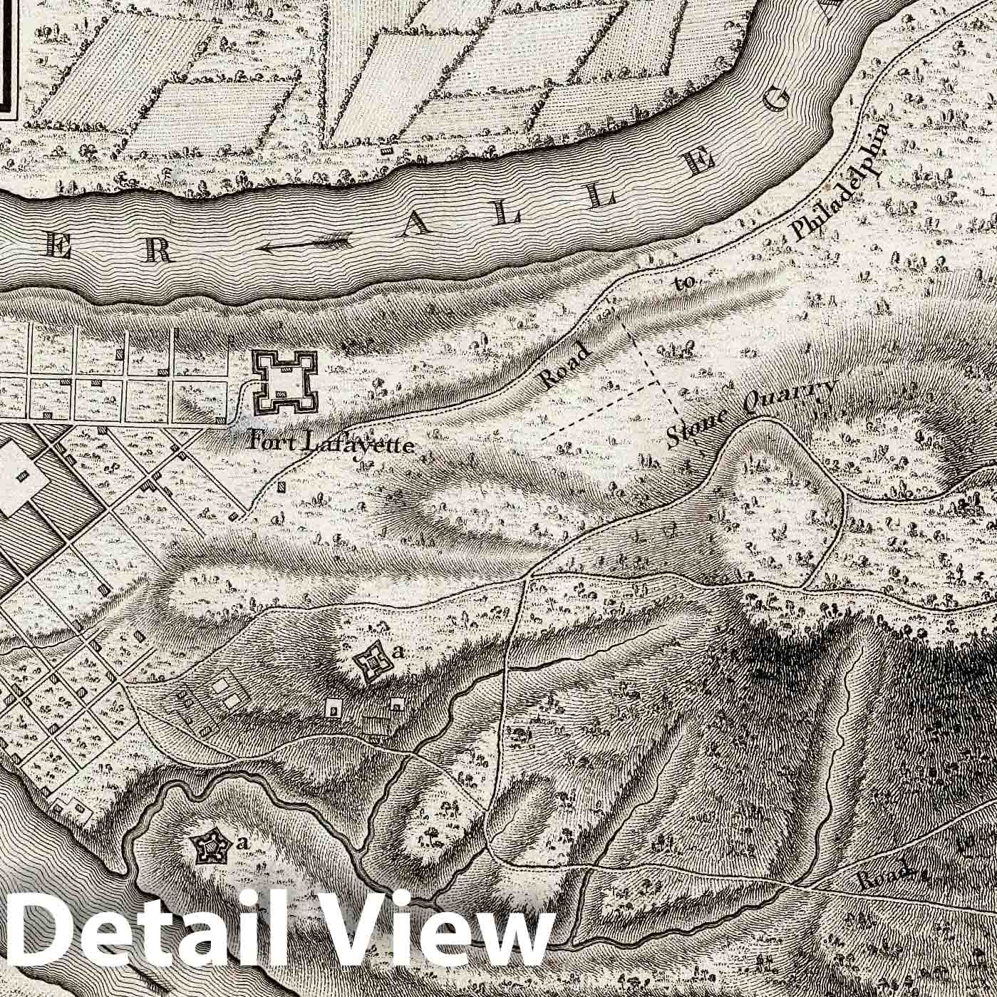 Pittsburgh, Pennsylvania - 1796 Historical Map Print (Collot Atlas Plate 6)