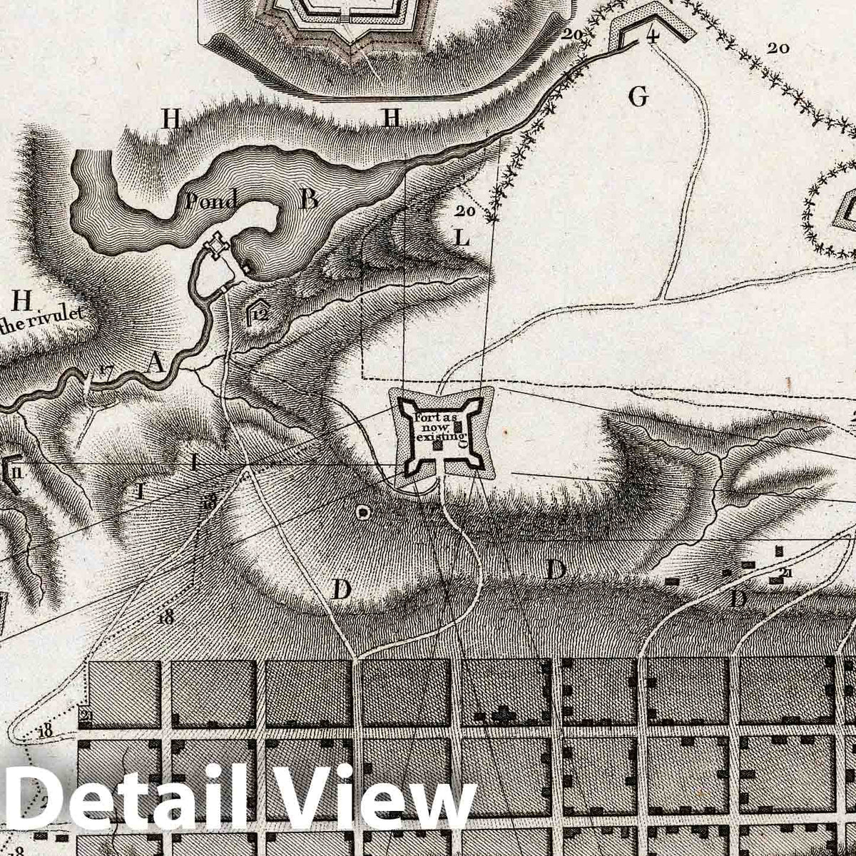 Saint Louis with Fortified Camp - 1796 Historical Map Print