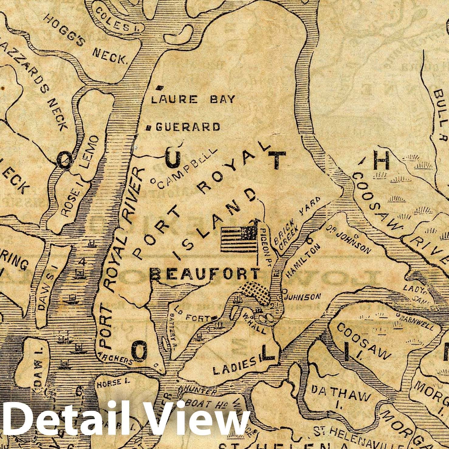 Civil War: Beaufort, South Carolina - Military Map, 1861