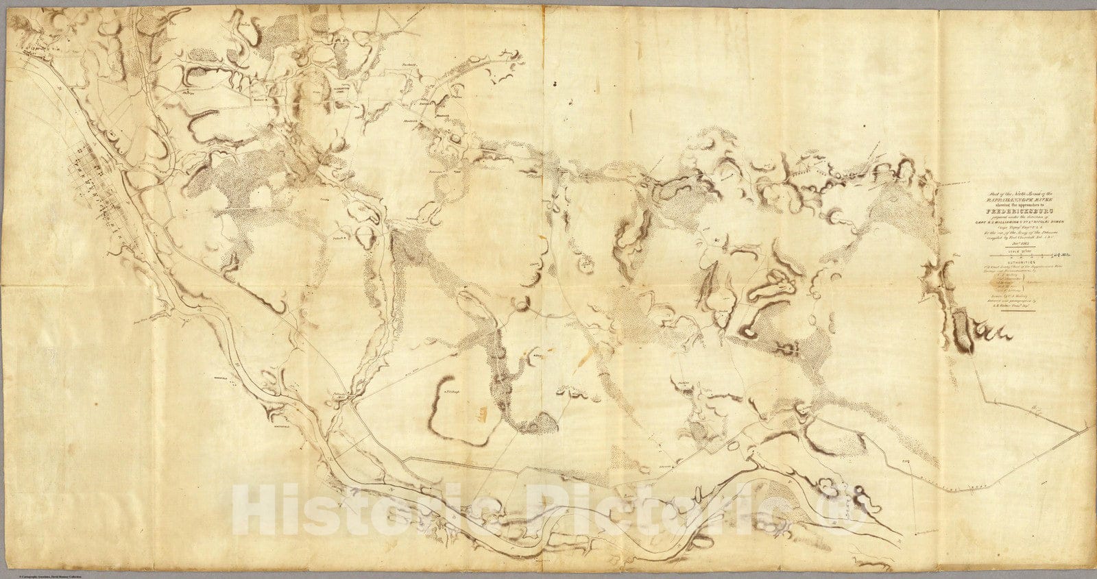 Historic Map : Part of the North Bank of the Rappahannock River. 1862 - Vintage Wall Art