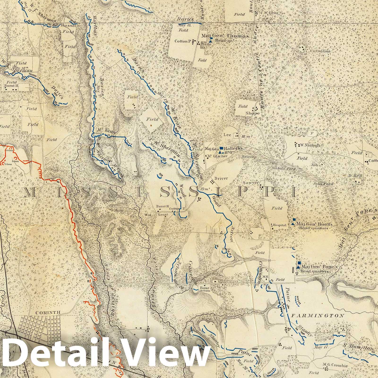Civil War: Corinth and Monterey - Military Map, 1862