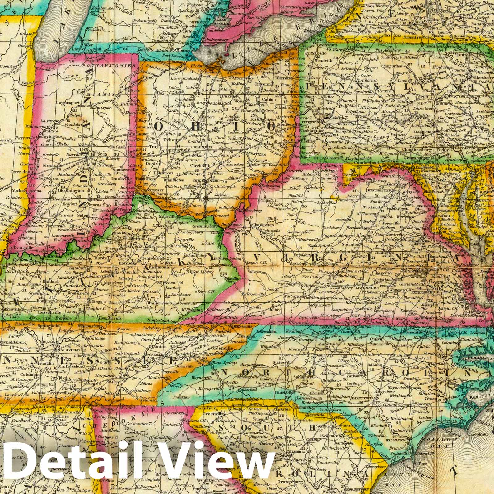 United States - Roads and Transportation Routes, 1832 - Mitchell's Travellers Guide Map Print