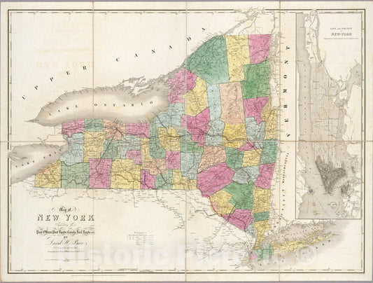Historic Map : Map of New York, 1839 - Vintage Wall Art