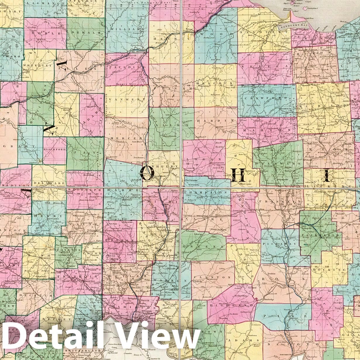 Ohio and Indiana - Railroad Map, 1839 - Historical Map Print