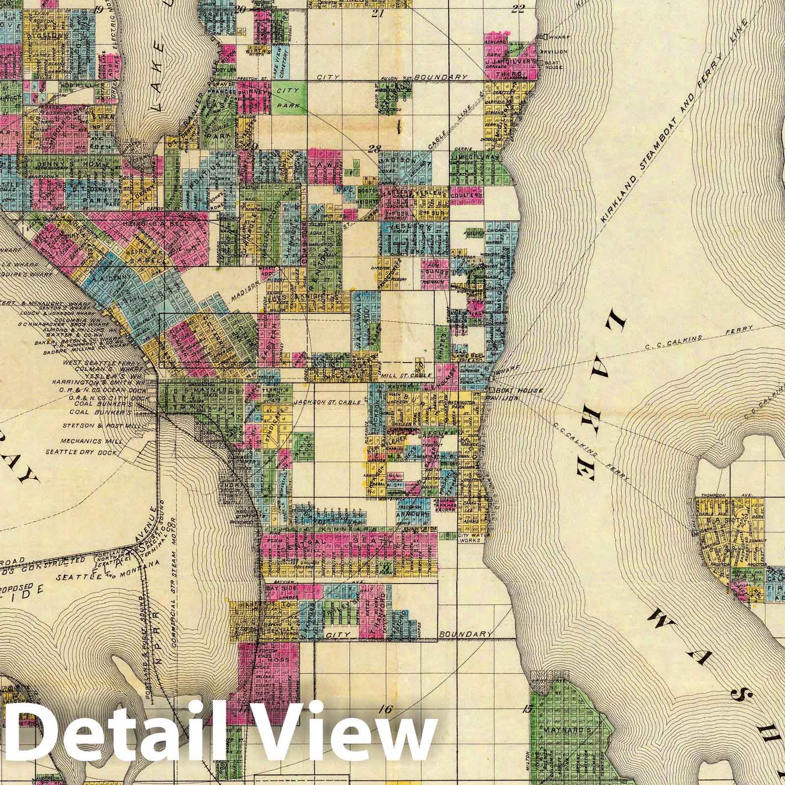 Seattle and Environs, 1890 - Historical Map Print