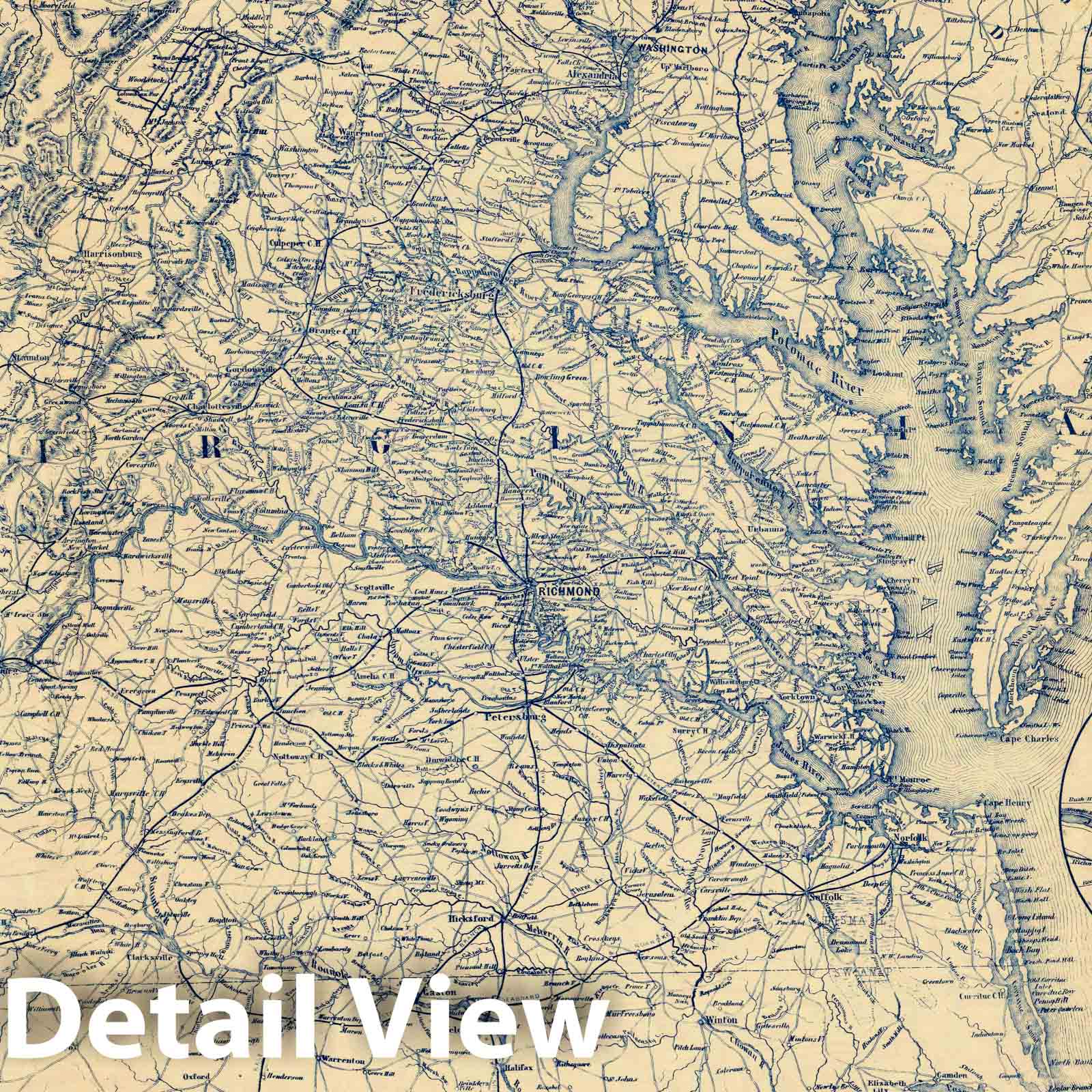 Civil War: Richmond, Wilderness, Spottsylvania - Military Map, 1864