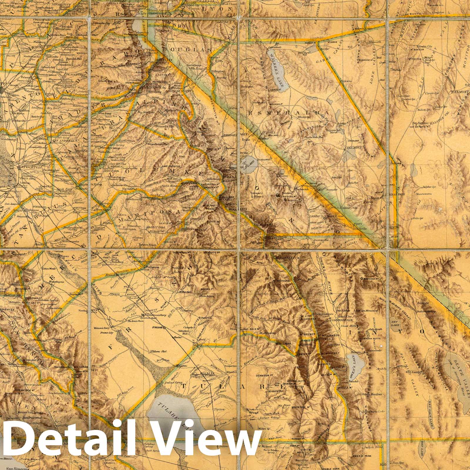 California and Nevada - Railroad Map, 1874 - Historical Map Print