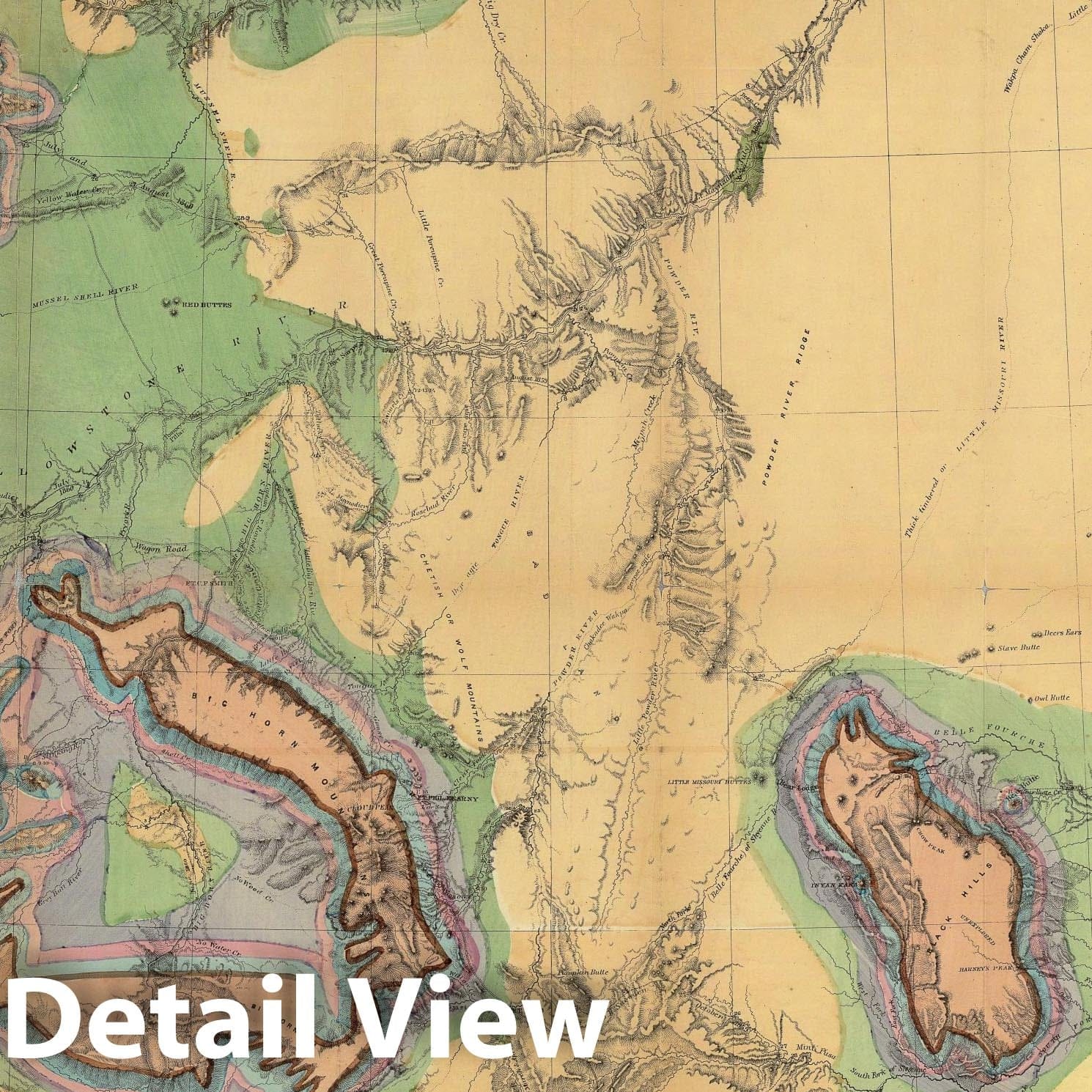 Historic Map - Map of The Yellowstone And Missouri Rivers, 1869, - Vintage Wall Art