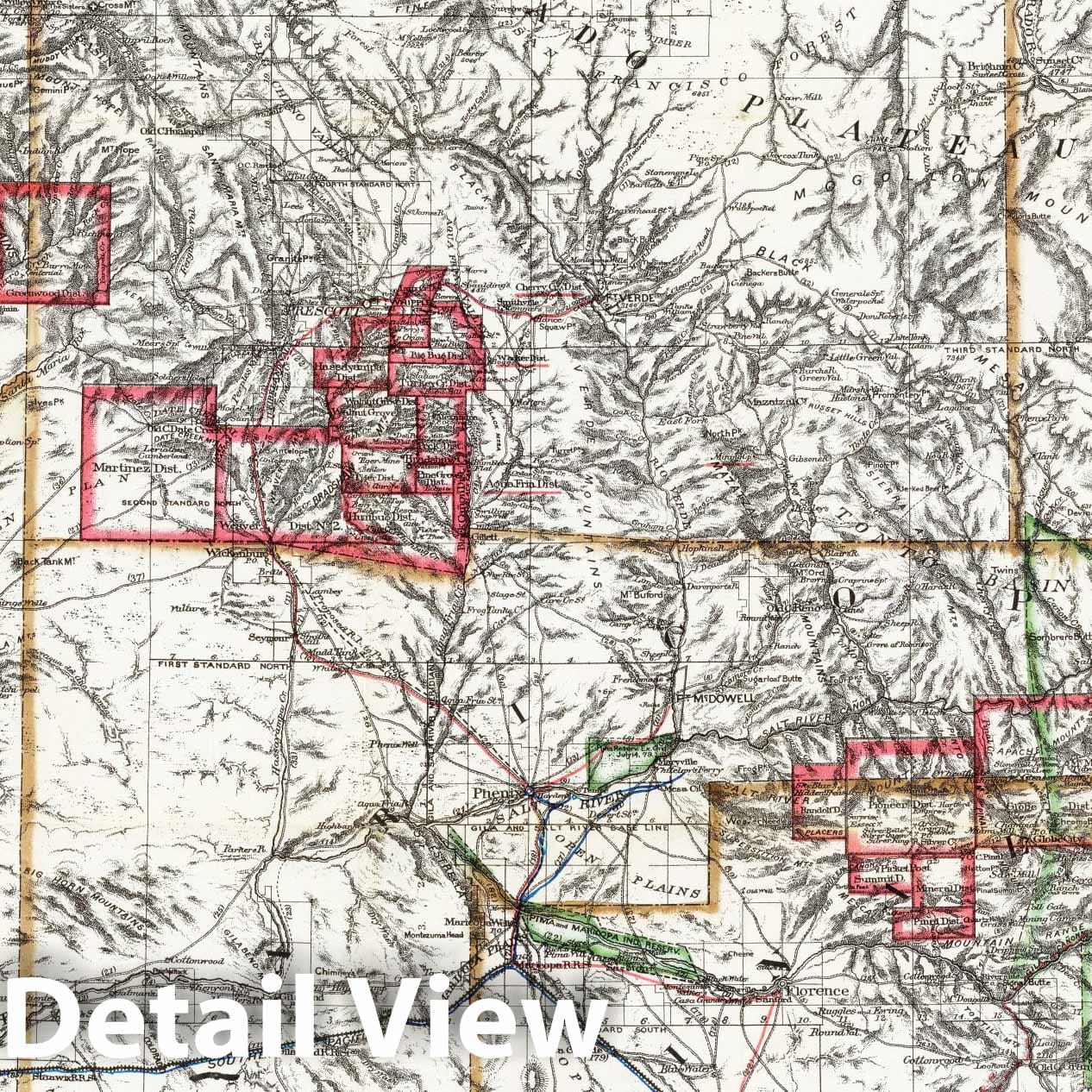 Official Map of The Territory of Arizona, 1880 - Vintage Wall Art