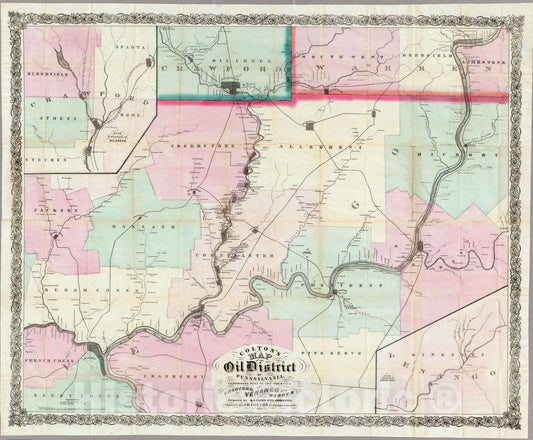 Historic Map : Map of The Oil District of Pennsylvania, 1865 v2