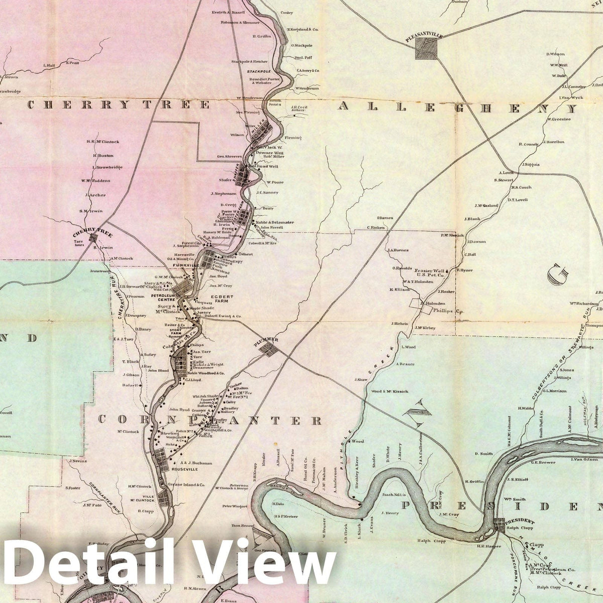 Oil District of Pennsylvania: Crawford, Venango, and Warren Counties, 1865 - Historical Map Print