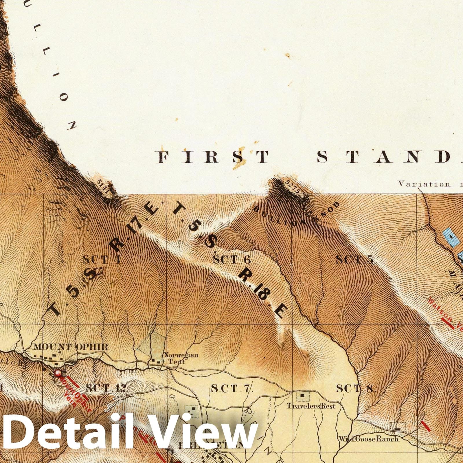 Mariposa County, California - Mining Map, 1861 - Historical Map Print
