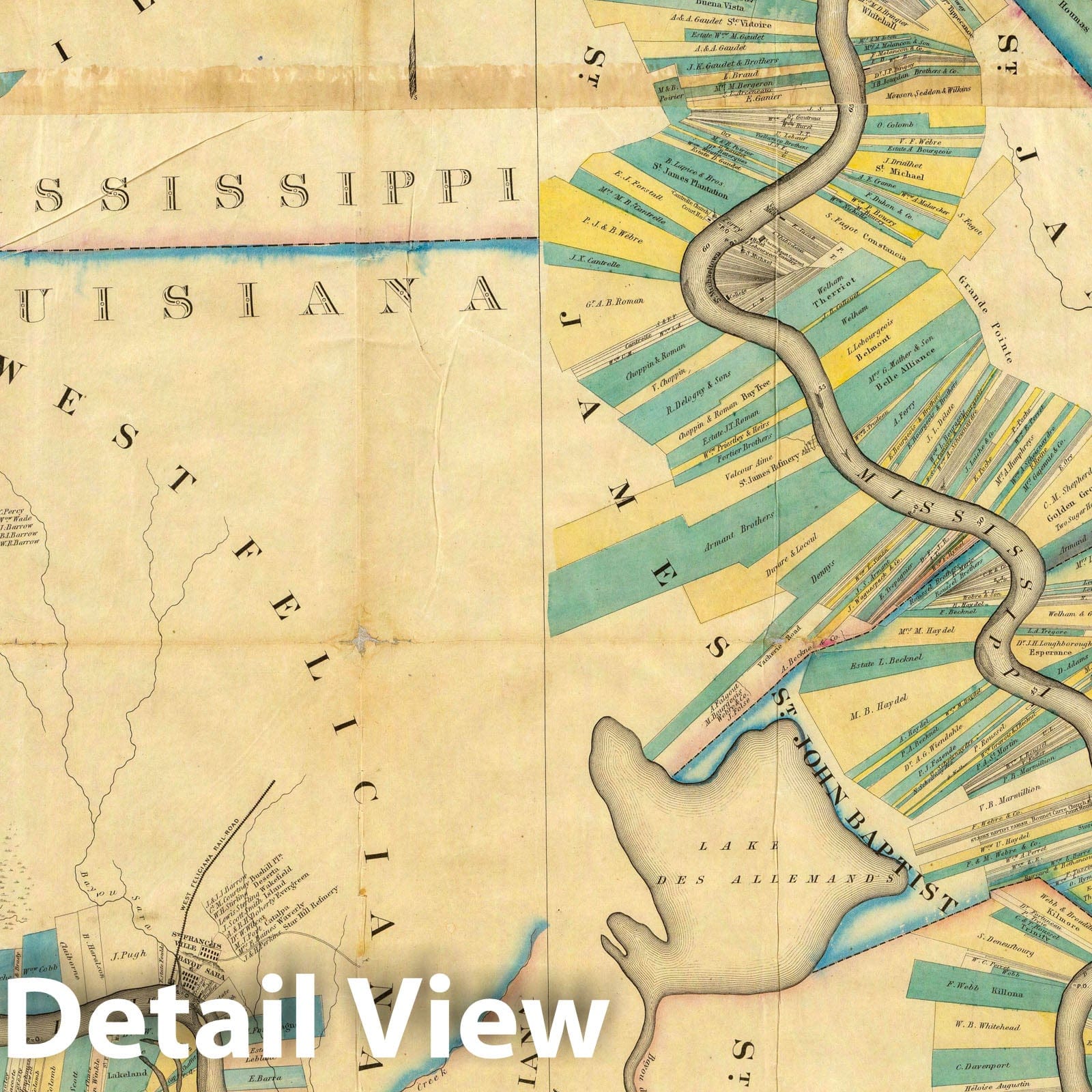 Lower Mississippi River: Natchez to New Orleans - Nautical Chart, 1858
