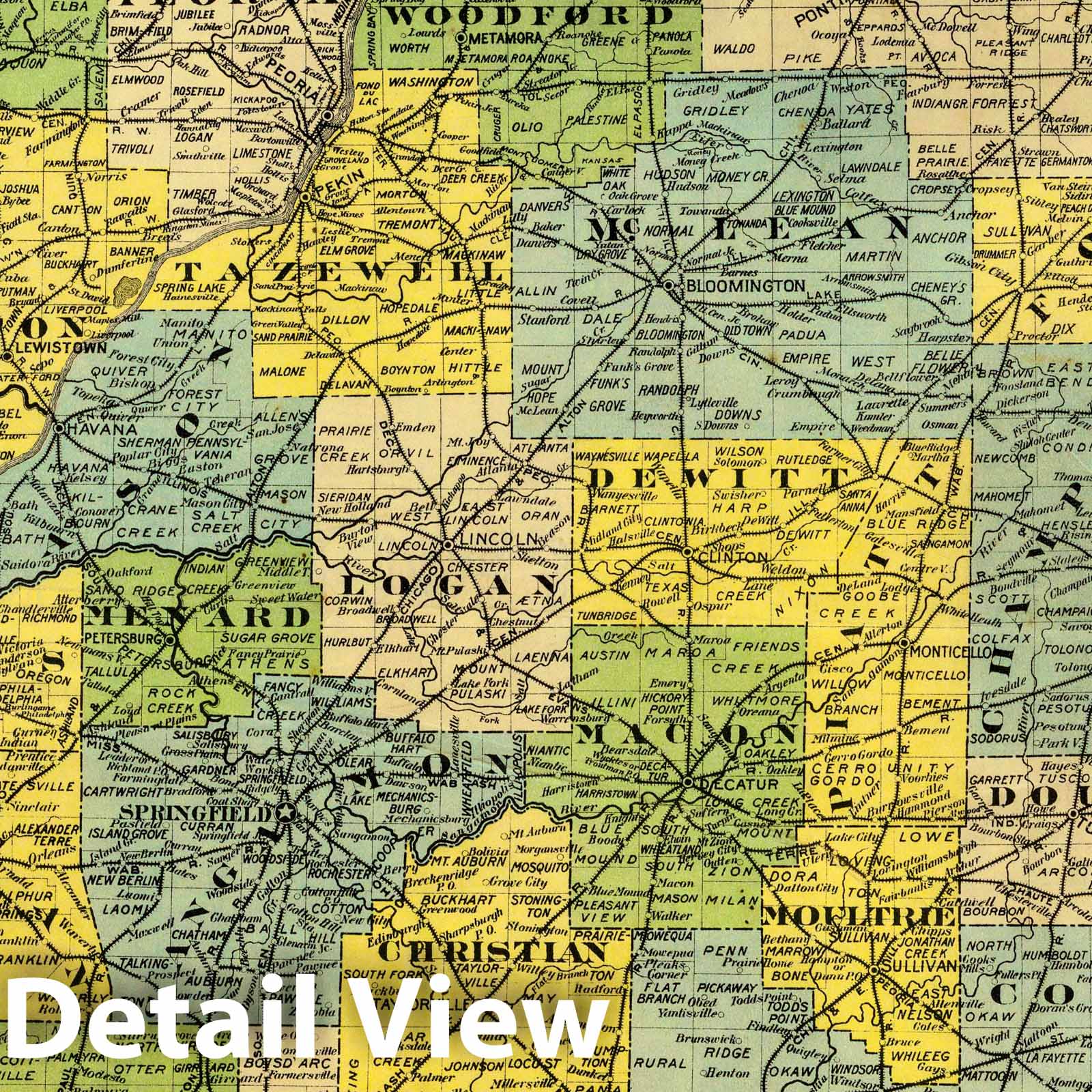 Illinois - Bird's Eye View, 1880 - Historical Map Print