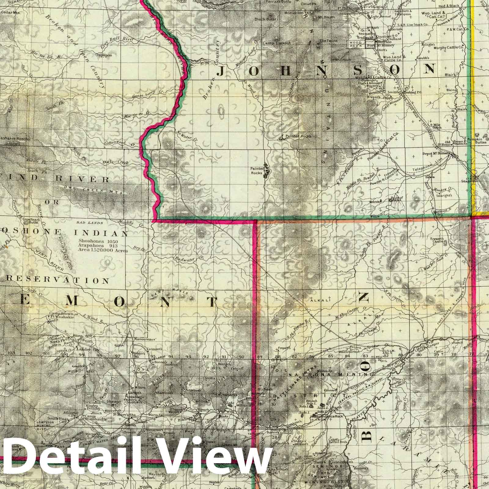 Wyoming, 1885 - Historical Topographic Map Print