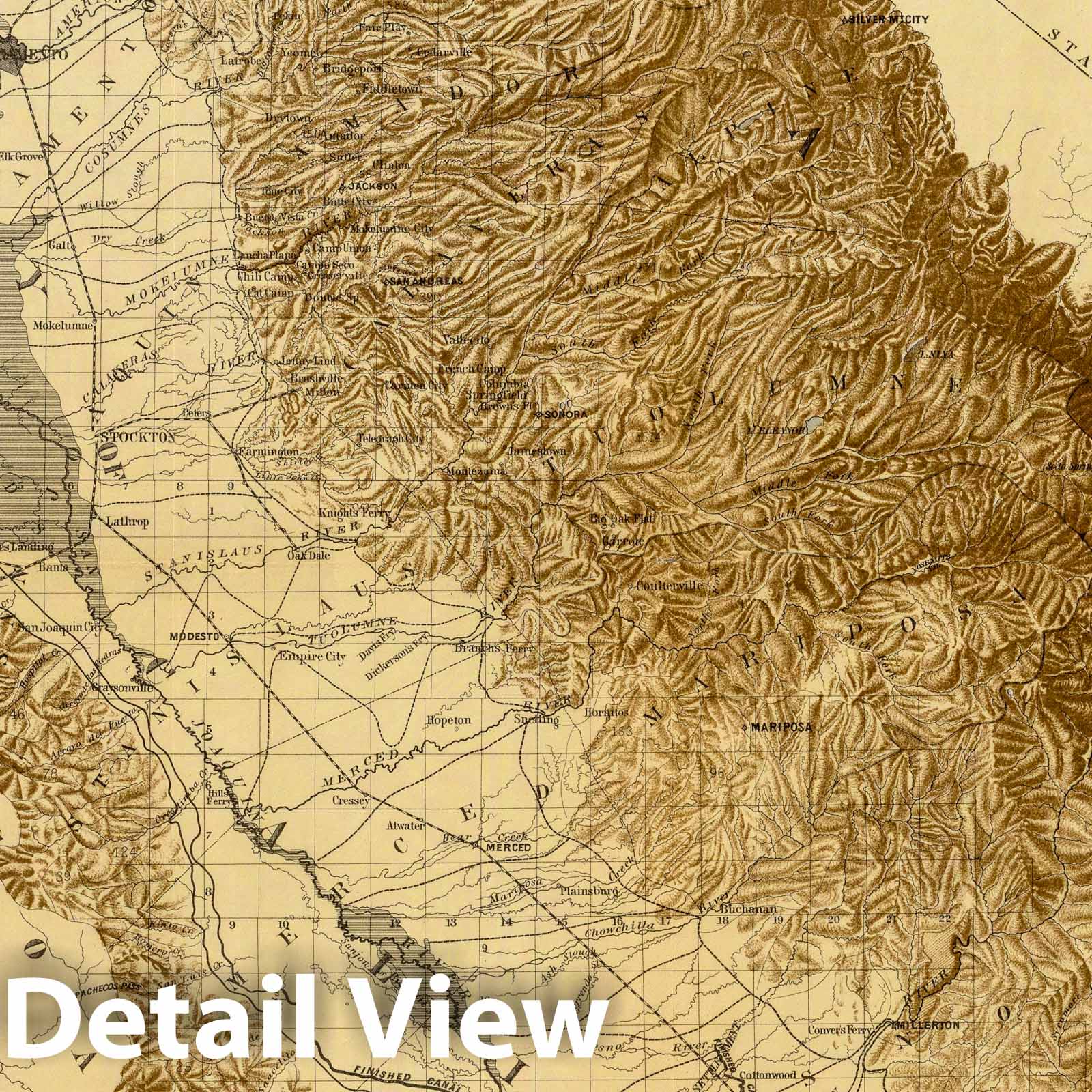San Joaquin, Sacramento, and Tulare Valleys, California - 1873 Topographic Map