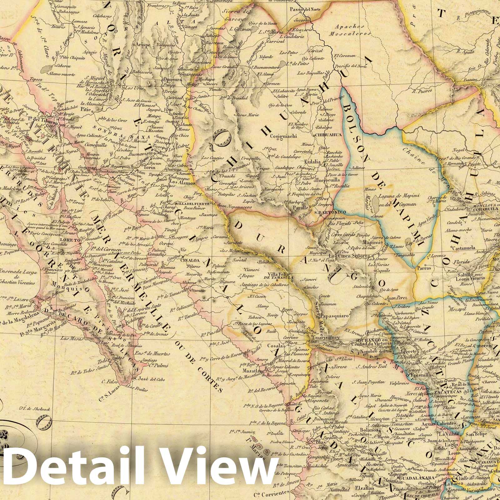 Mexico and Texas - Railroad Map, 1840 - Historical Map Print