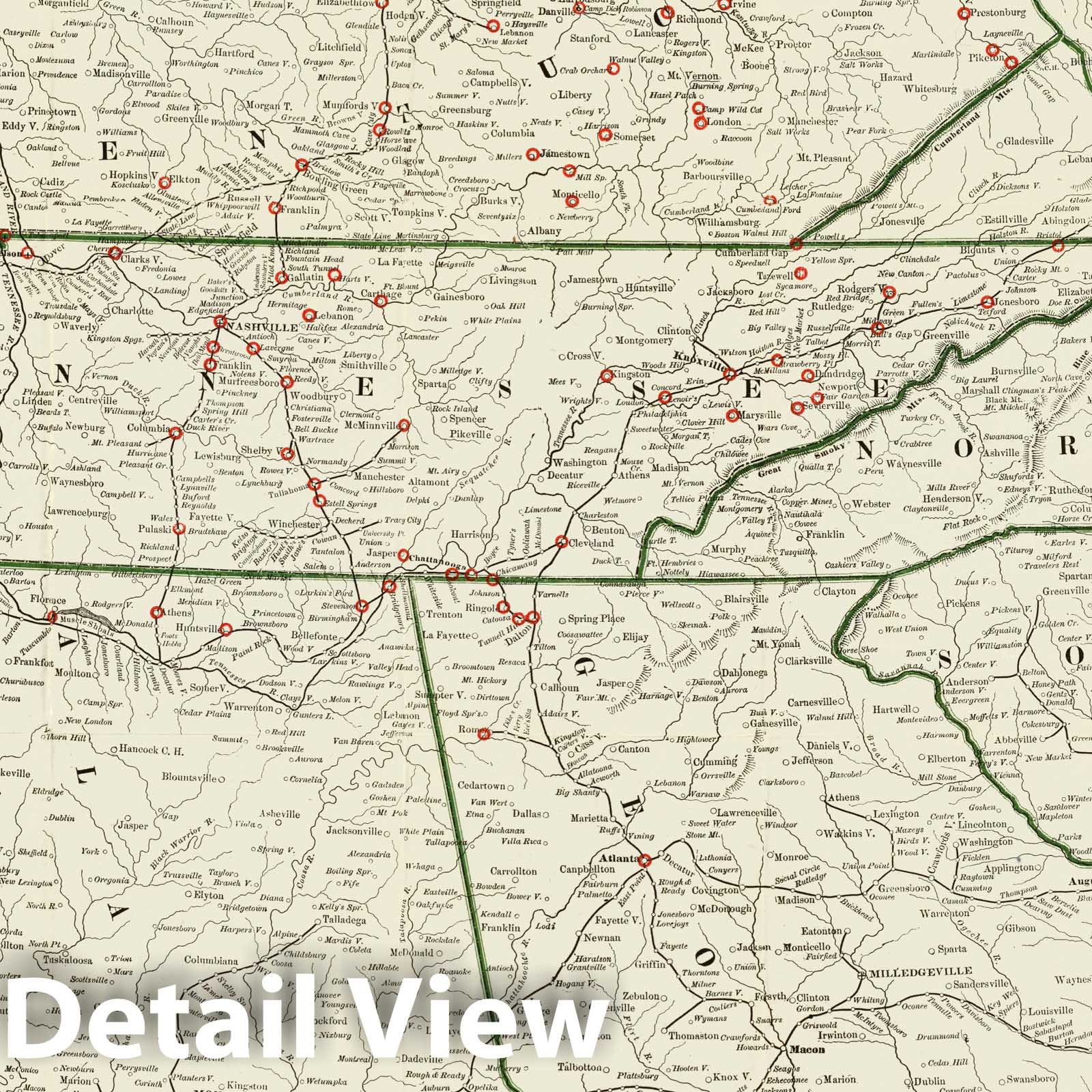 Civil War: Southern States with inset Southern Florida - Military Map, 1864