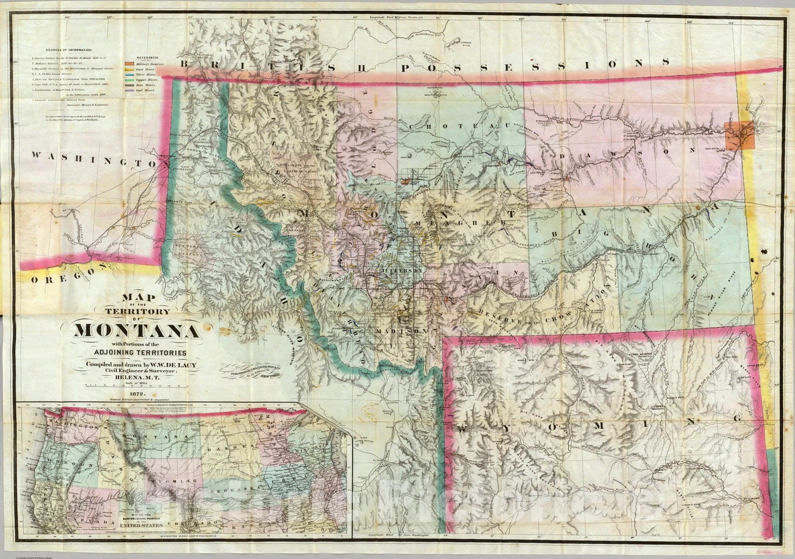 Historic Map : Map of The Territory of Montana, 1872 - Vintage Wall Art