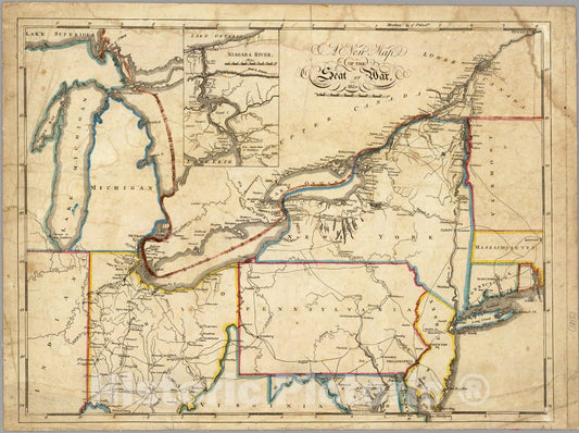 Historic Map : A New Map of The Seat of War, 1815 - Vintage Wall Art