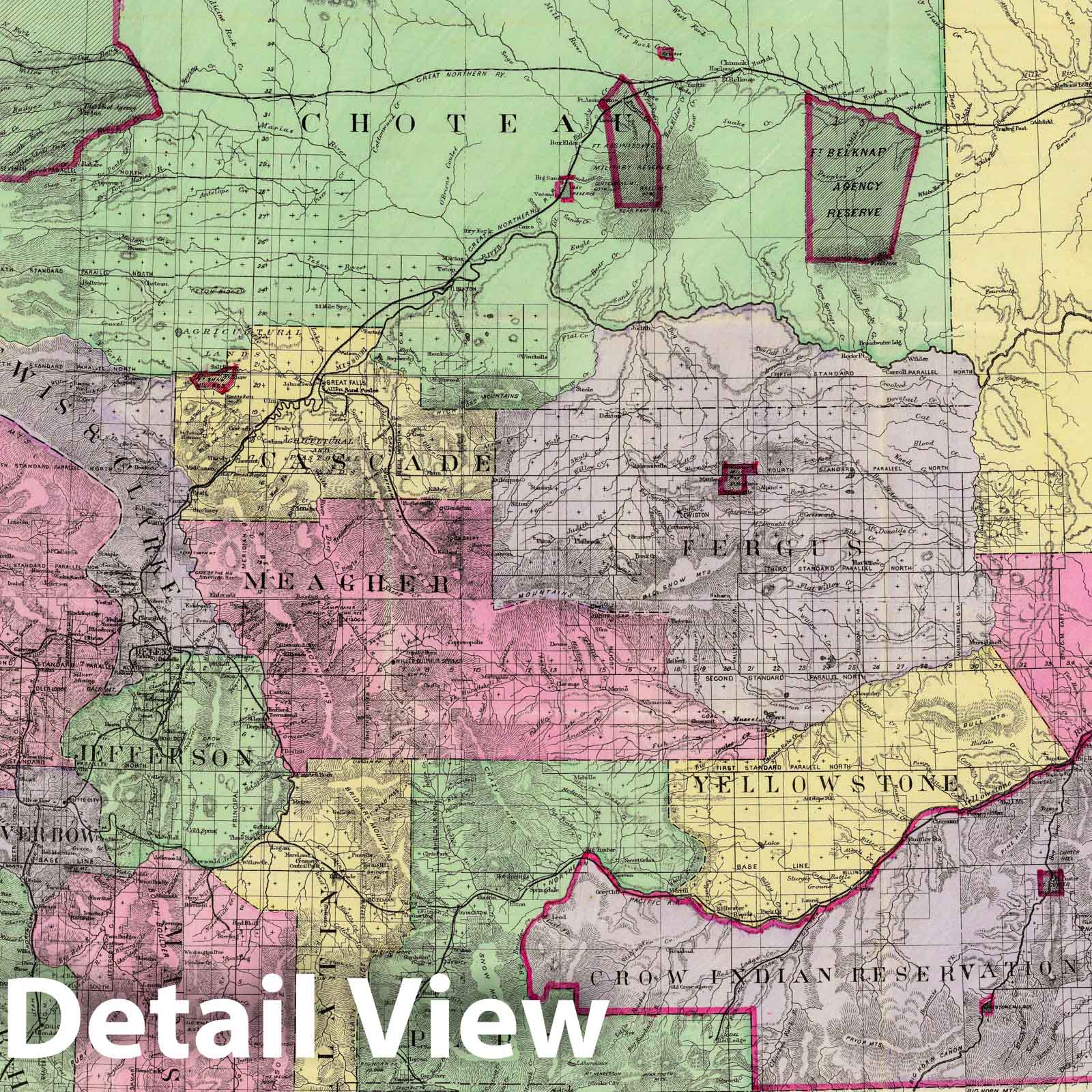 Montana 1890 Historical Map Print - Ide's Map