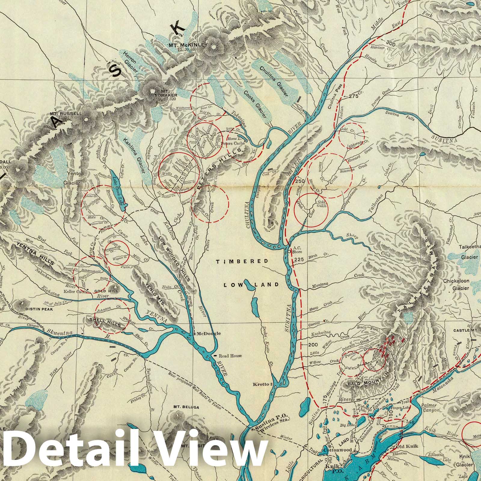 Central Alaska - Railroad Map, 1910 - Historical Map Reproduction