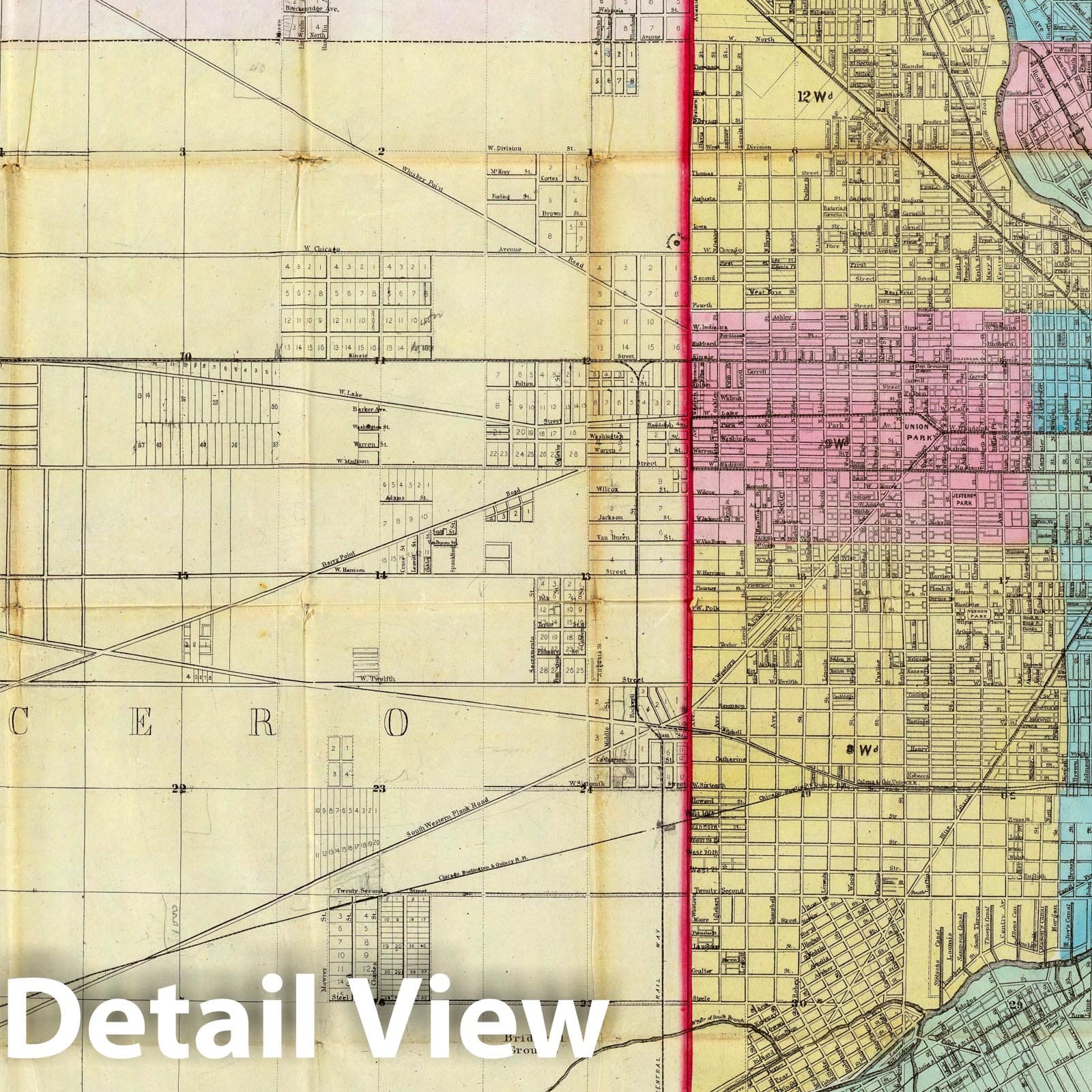 Historic Map : Map of Chicago And Environs, 1869 - Vintage Wall Art
