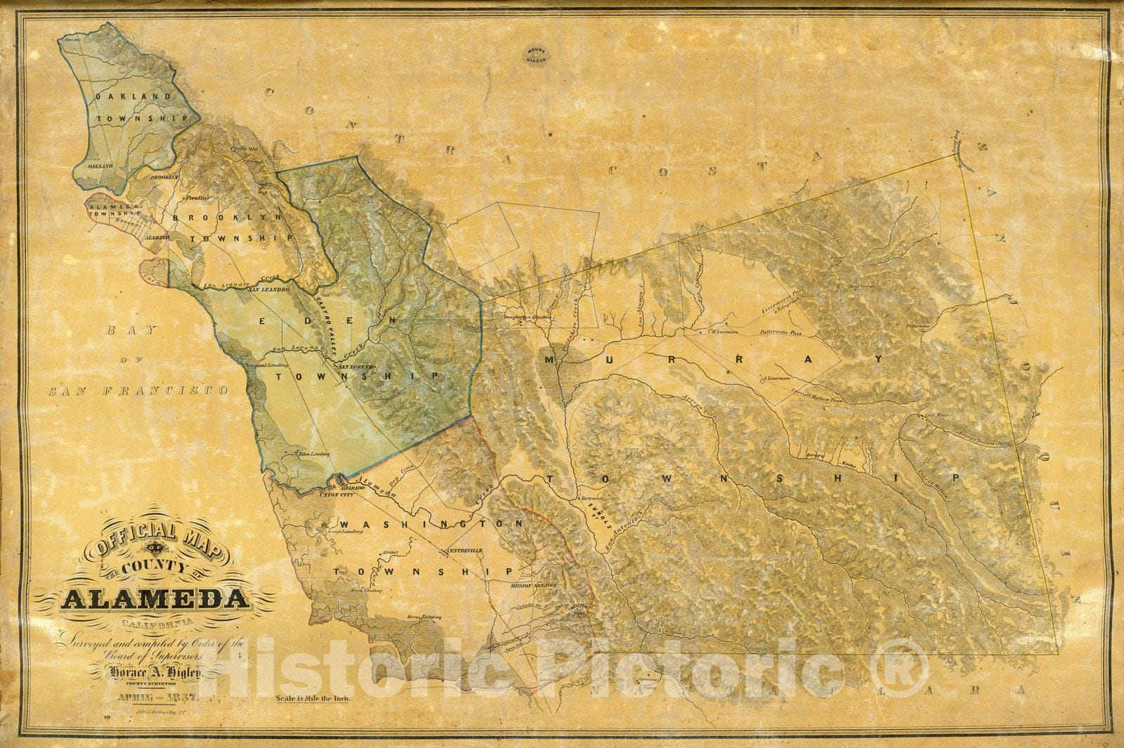 Historic Map : Wall Map, The County of Alameda California. 1857 - Vintage Wall Art