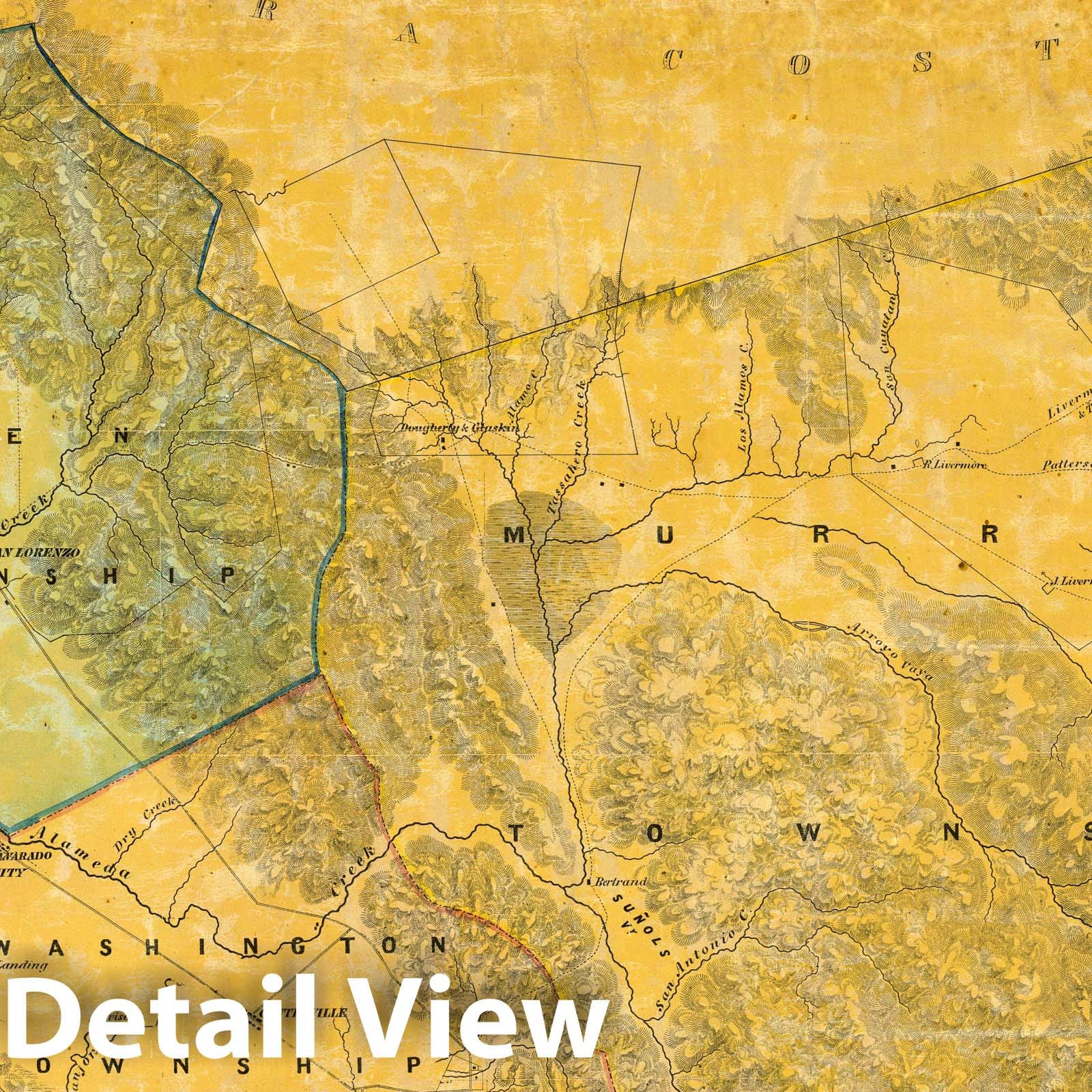 Alameda County, California 1857 Topographic Map - Historical Reproduction