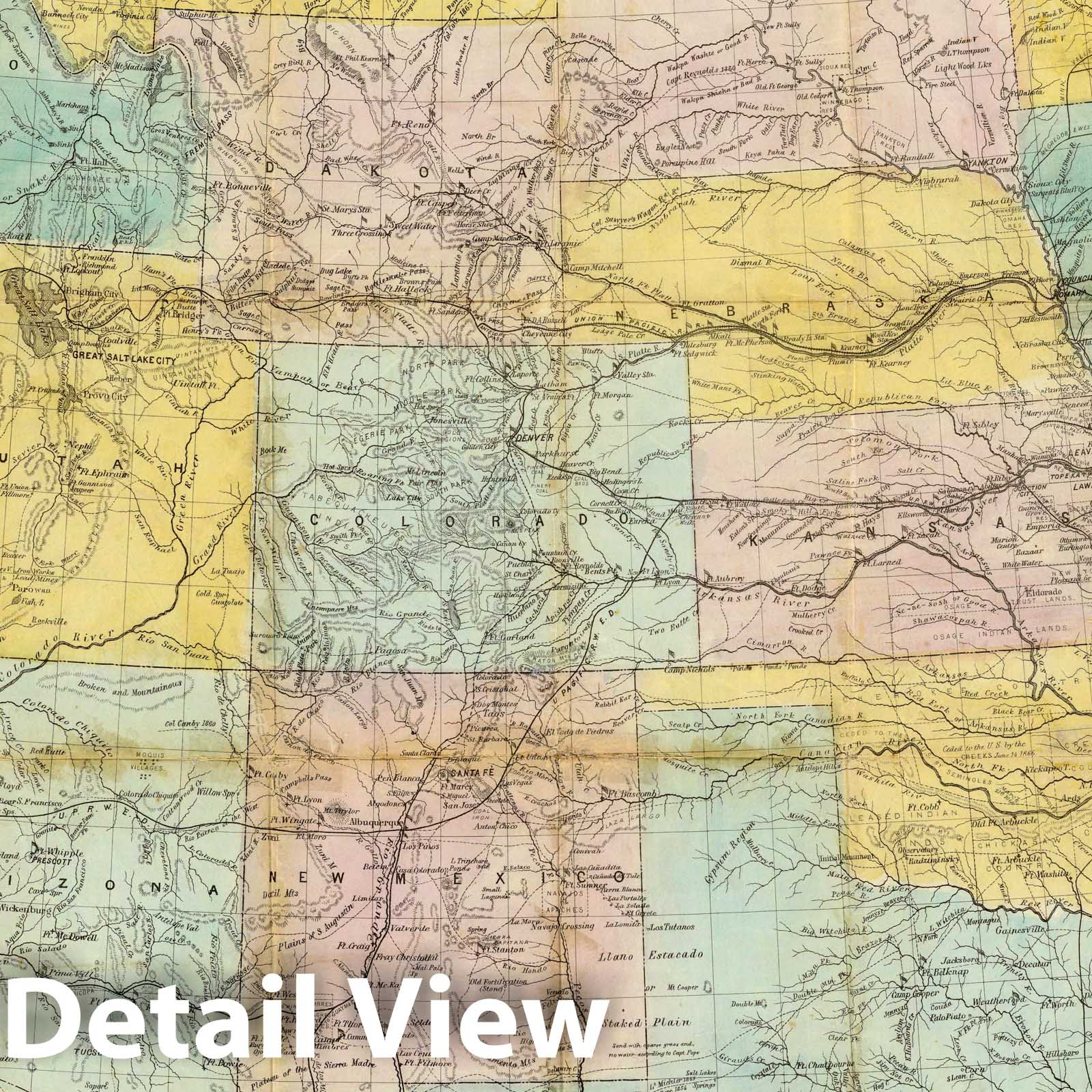 United States - Railroad Map, 1868 - Historical Map Print