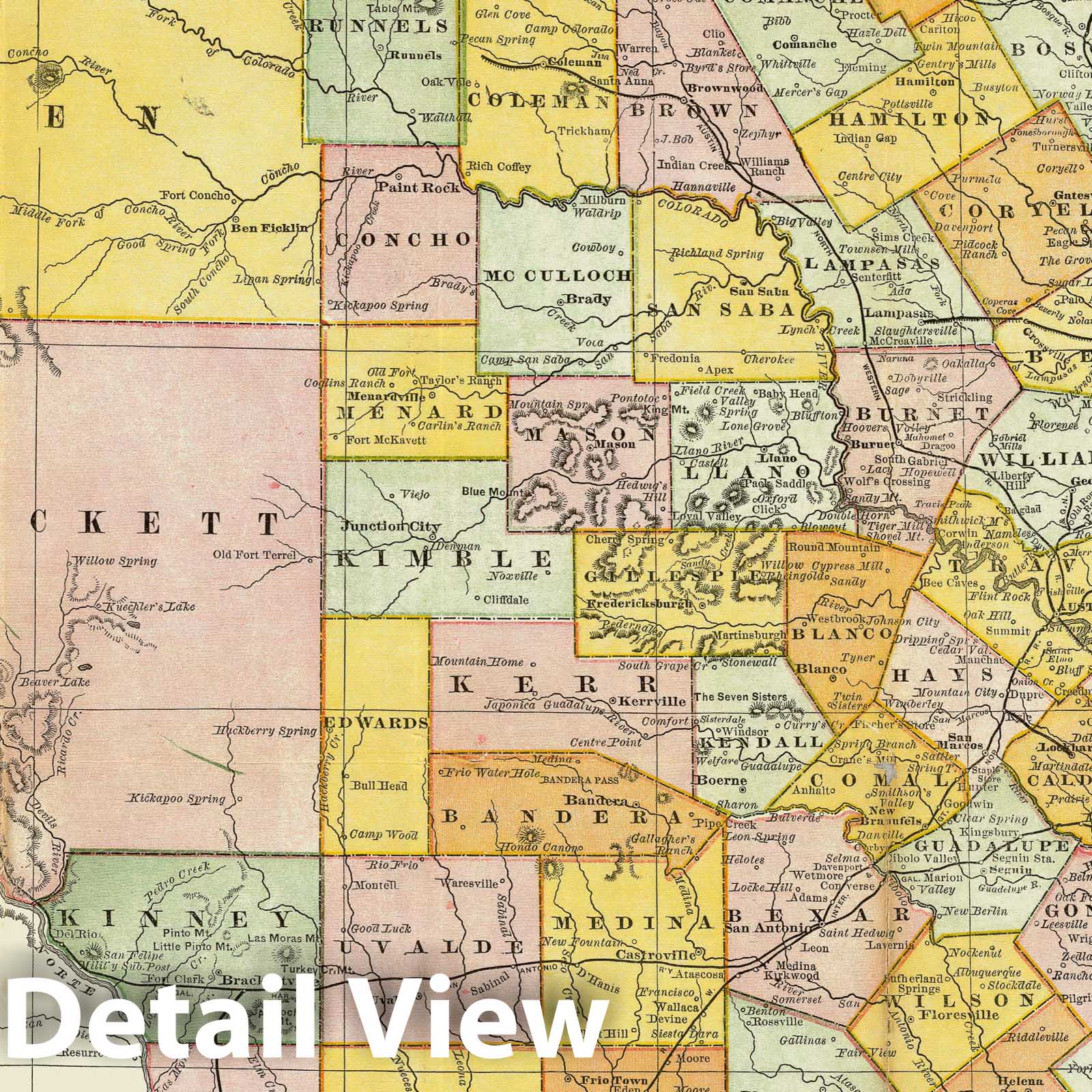 Texas - Railroad Map, 1882 - Rand McNally Historical Reproduction